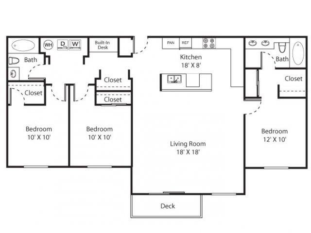 Whimsical Pig Apartments Spokane Valley, Washington 3 Bedroom 2 Bath 2D Floor Plan Whimsical Pig Apartments Spokane Valley, Washington 3 Bedroom 2 Bath 2D Floor Plan